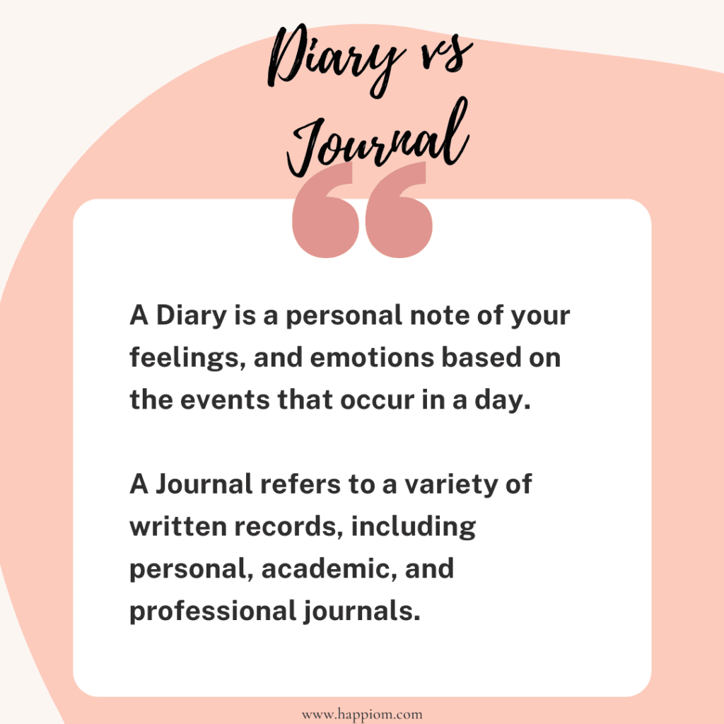 image shows the difference between diary vs journal