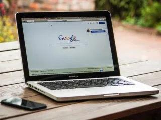 image showing a laptop with chrome browser used for writing