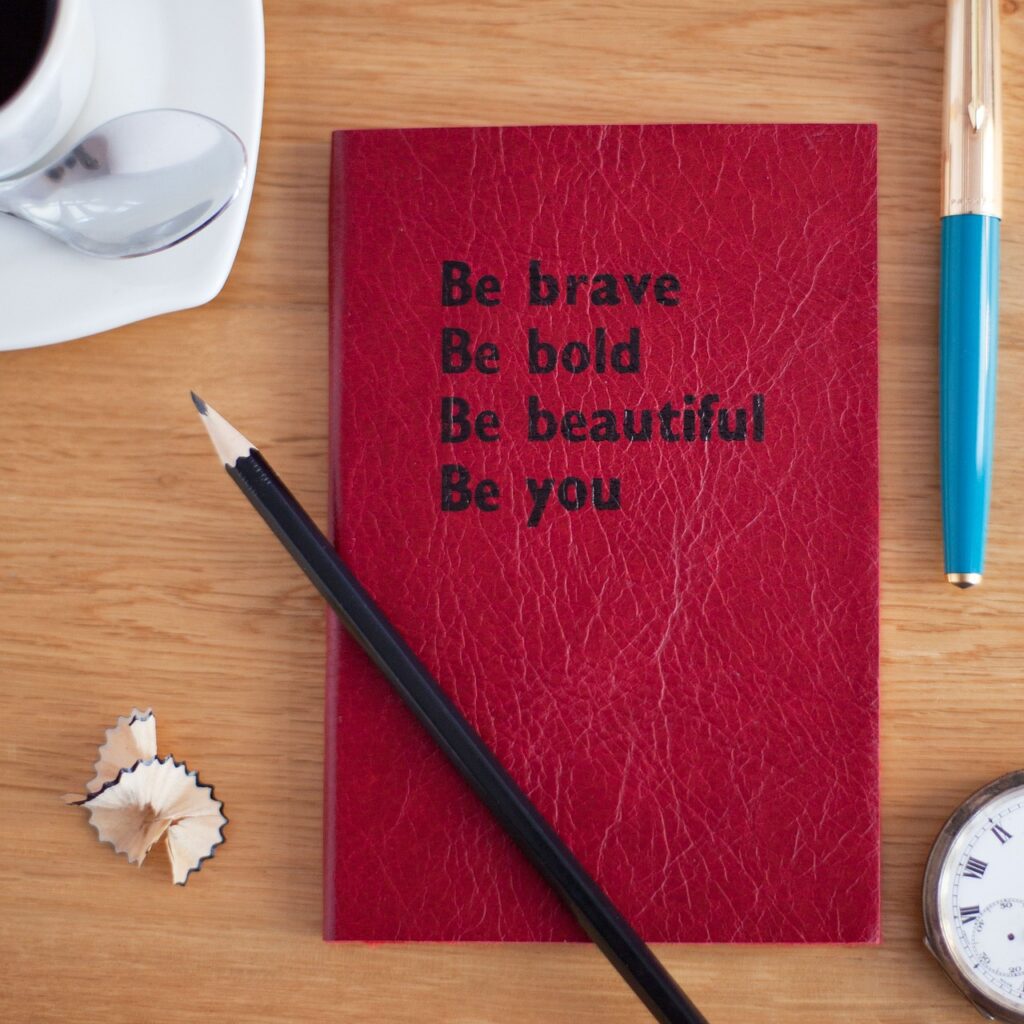 image showing a diary with quote written in it