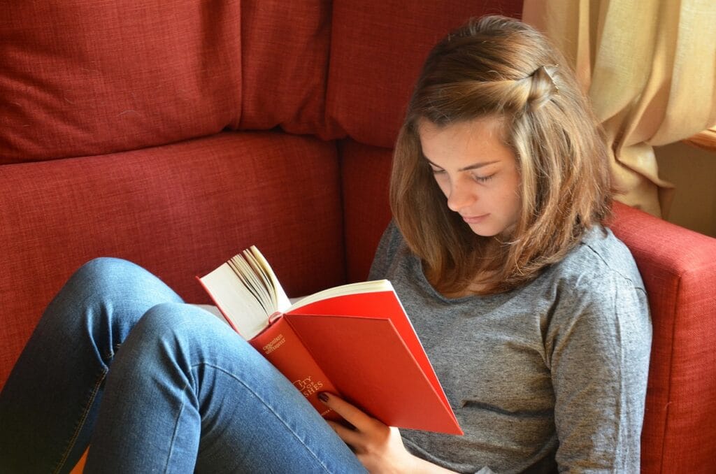 college girl reading