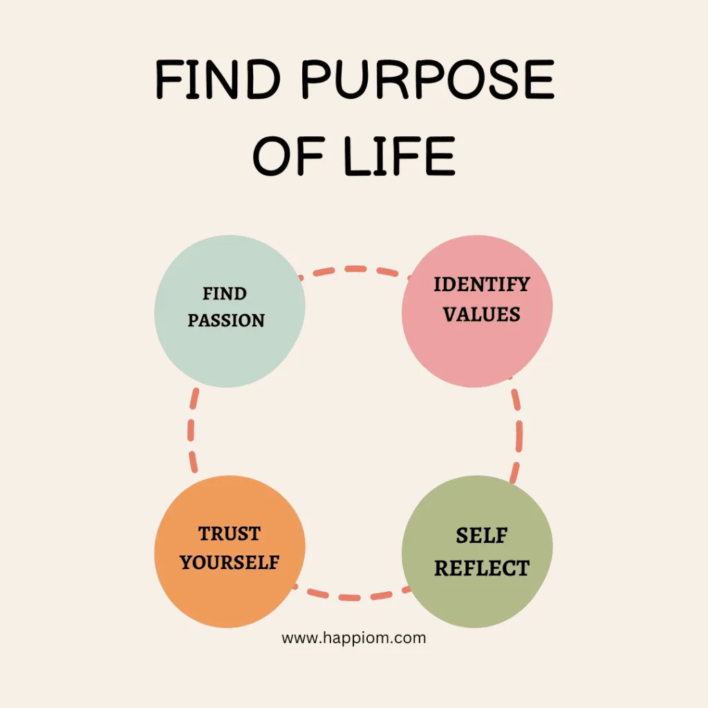 image shows the steps to discover the purpose of life
