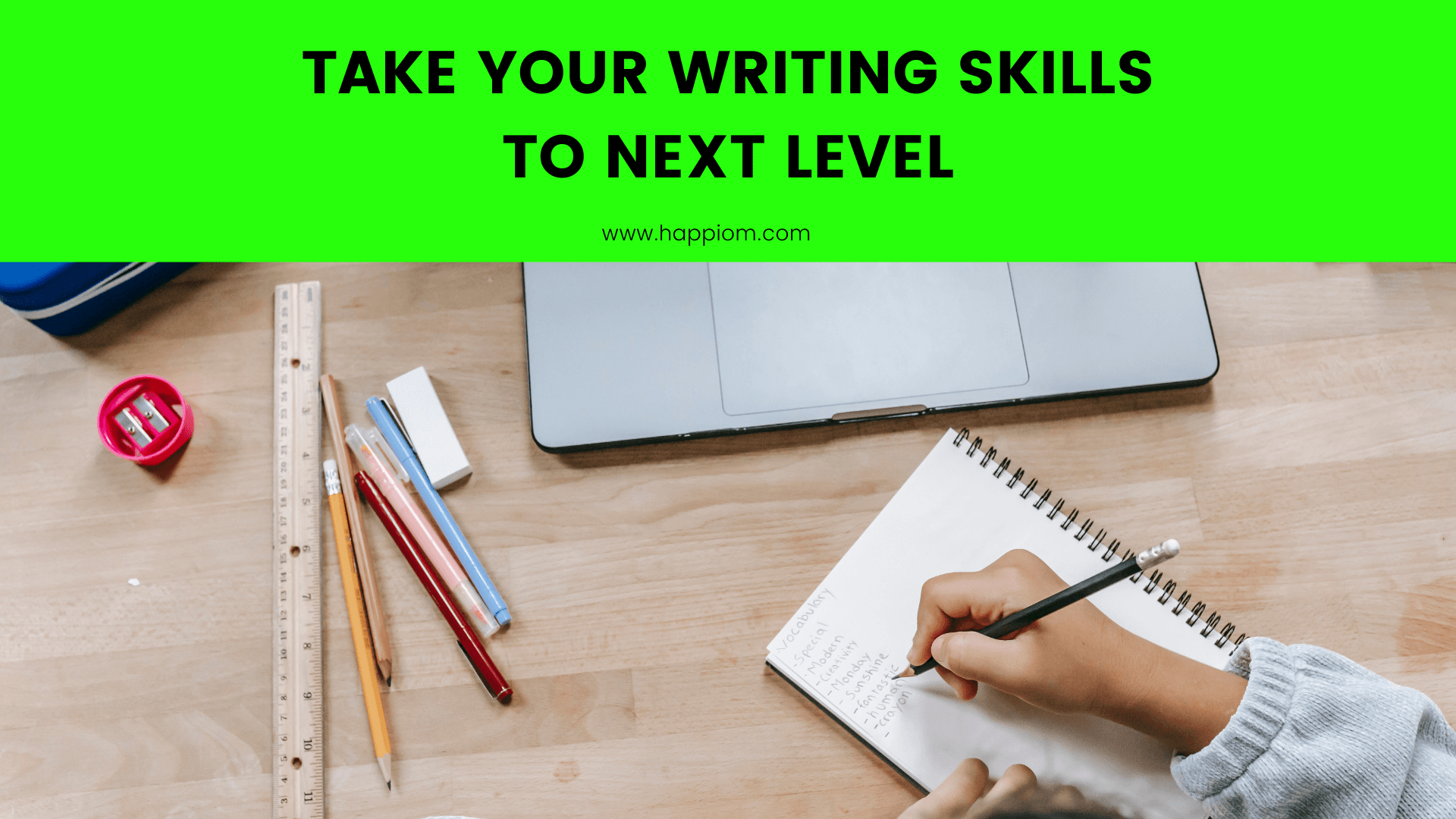 image showing a person writing diary with all the required tools