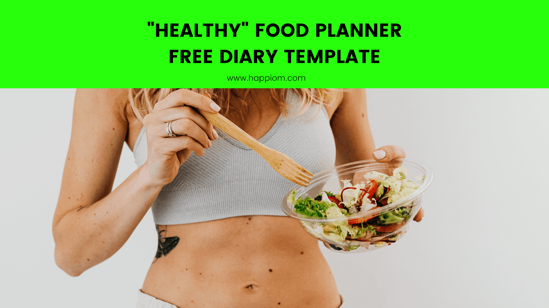 image showing a women following a template and eating a healthy food in a bowl
