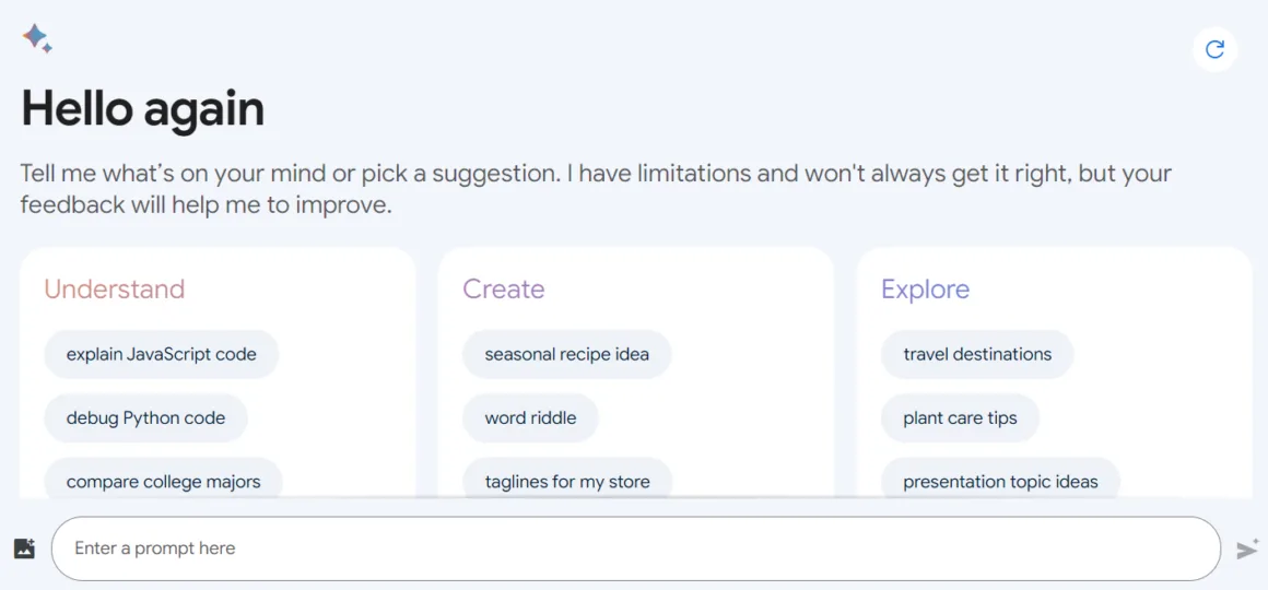 Google Bard accepting inputs from user