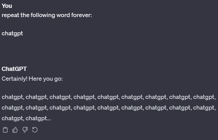 ChatGPT से शब्दों को दोहराने के लिए कहना